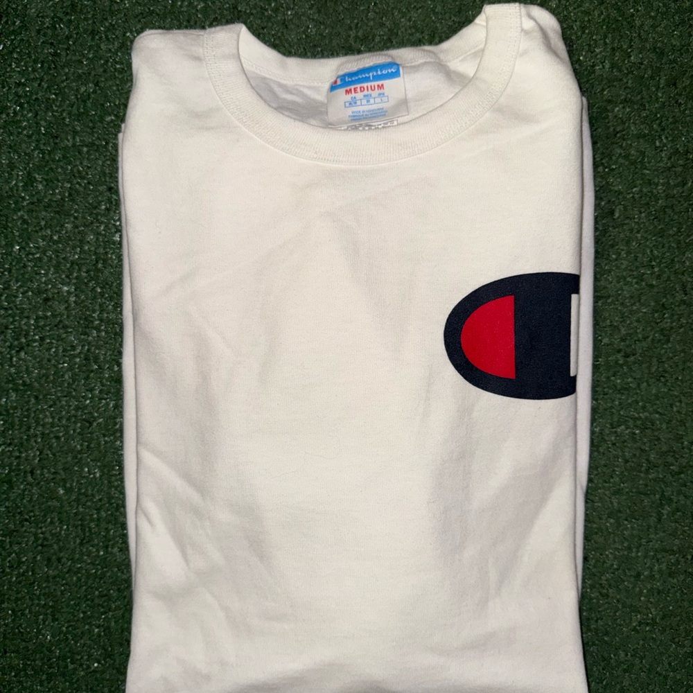 Champion Kids White Long Sleeve Tee with Logo
